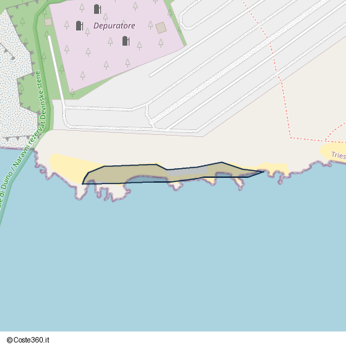 Posizione della spiaggia Spiaggia nei pressi di SS14, Duino Aurisina / Devin - Nabrežina, 34011