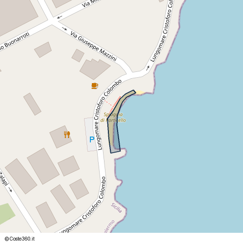 Posizione della spiaggia Spiaggia nei pressi di Lungomare Cristoforo Colombo, Santa Flavia, 90017