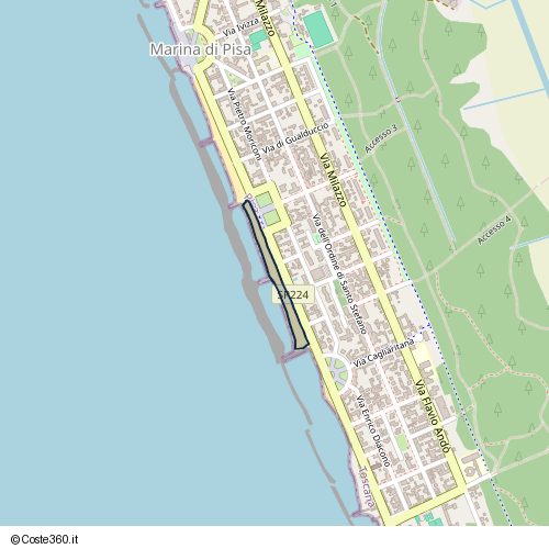 Posizione della spiaggia Spiaggia nei pressi di Pista Ciclabile Giovanni Persoglio, Pisa, 56128