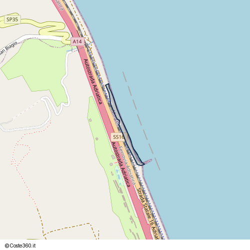 Posizione della spiaggia Spiaggia nei pressi di Strada Statale 16 Adriatica, Altidona, 63824