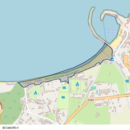 Posizione della spiaggia Spiaggia nei pressi di Strada Provinciale, Peschici