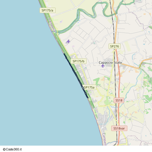 Posizione della spiaggia Spiaggia nei pressi di Lungomare Laura, Capaccio Paestum, 84047