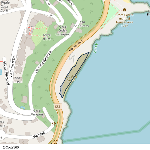 Posizione della spiaggia Spiaggia nei pressi di Via Aurelia, Spotorno, 17028