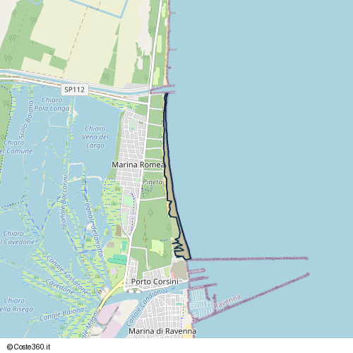 Posizione della spiaggia Spiaggia nei pressi di Viale Italia, Ravenna, 48023