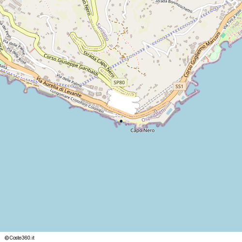 Posizione della spiaggia Spiaggia nei pressi di Ex galleria ferroviaria, Coldirodi, Ospedaletti, 18014