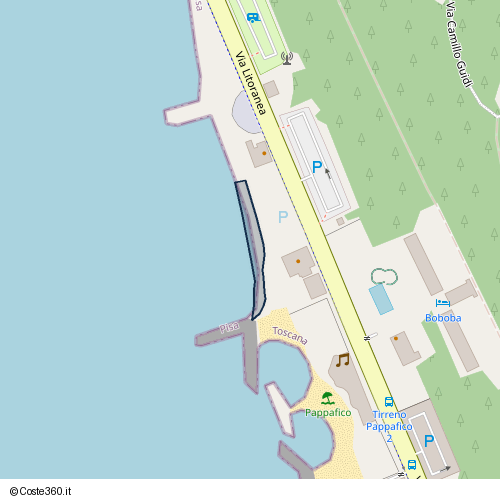 Posizione della spiaggia Spiaggia nei pressi di Via Litoranea 8, Pisa, 56128