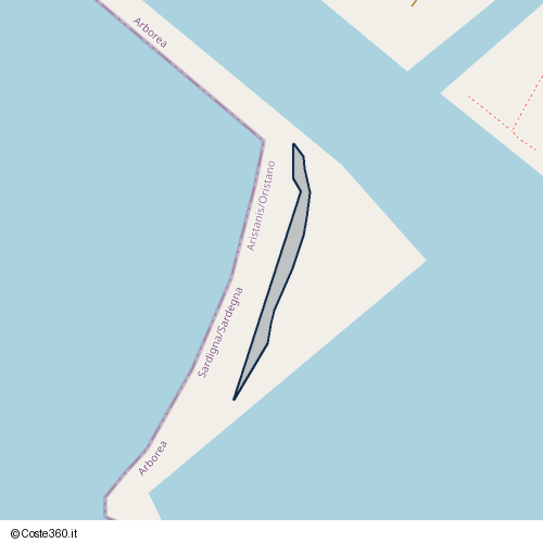 Posizione della spiaggia Spiaggia nei pressi di Arborea, 09092