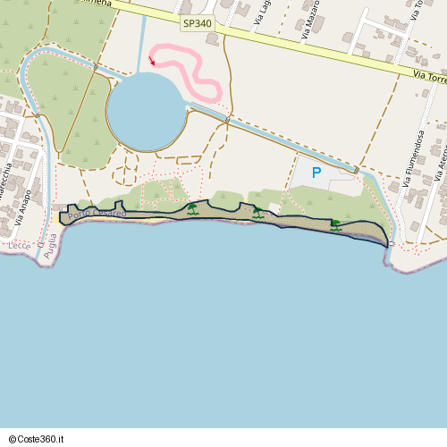 Posizione della spiaggia Spiaggia nei pressi di Via Flumendosa, Padula Fede, Porto Cesareo