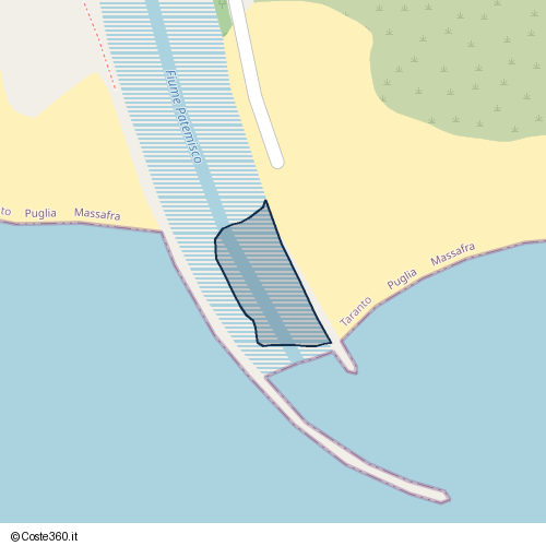 Posizione della spiaggia Spiaggia nei pressi di Via della Pagliara di Patemisco, Massafra, 74010