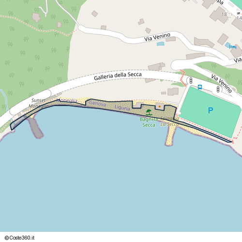 Posizione della spiaggia Spiaggia nei pressi di Galleria della Secca, Moneglia, 16030