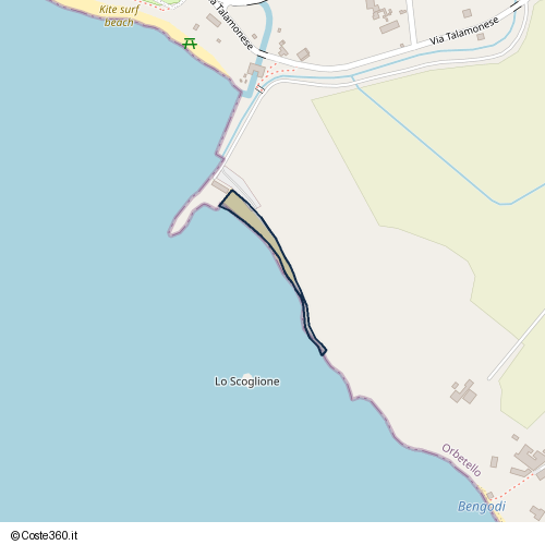 Posizione della spiaggia Spiaggia nei pressi di Via Talamonese, Orbetello