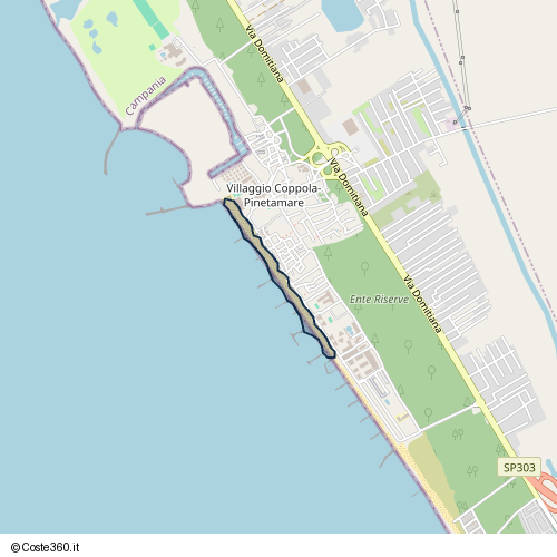 Posizione della spiaggia Spiaggia nei pressi di Castel Volturno, 81130