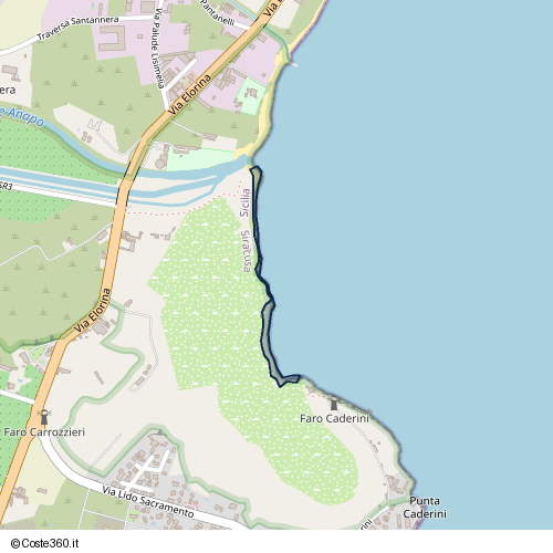 Posizione della spiaggia Spiaggia nei pressi di Traversa Caderini, Siracusa