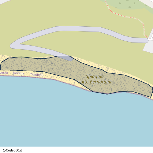 Posizione della spiaggia Spiaggia nei pressi di Via Giordano Bruno, Porta a Terra, Piombino