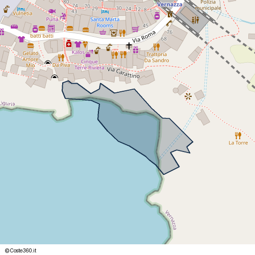 Posizione della spiaggia Spiaggia nei pressi di Via Carattino 18, Vernazza, 19081