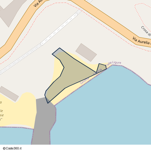 Posizione della spiaggia Spiaggia nei pressi di Galleria ex-ferrovia, Celle Ligure, 17019