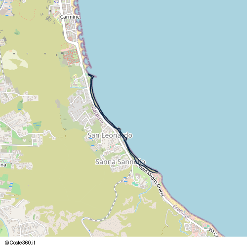 Posizione della spiaggia Spiaggia nei pressi di Via Terina, San Leonardo, Crotone, 88900