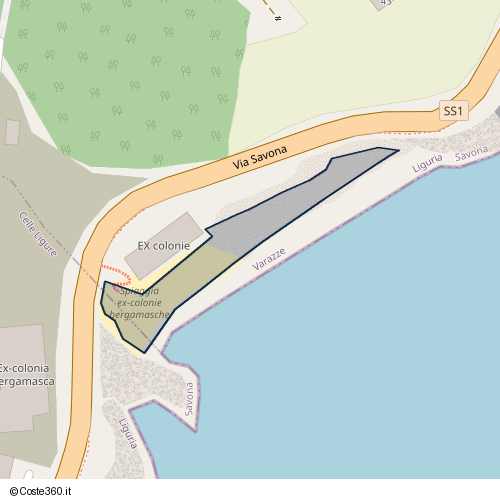 Posizione della spiaggia Spiaggia nei pressi di Accesso al mare, Varazze, 17019