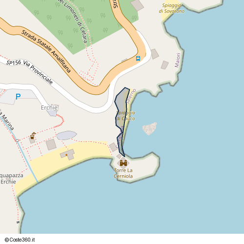 Posizione della spiaggia Spiaggia nei pressi di Via Provinciale, Maiori, 84019