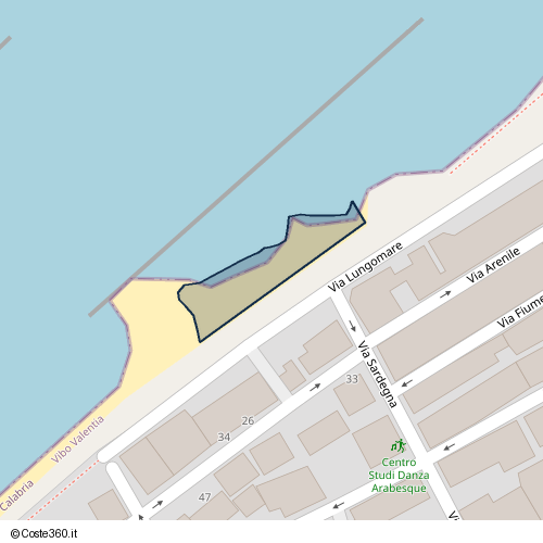 Posizione della spiaggia Spiaggia nei pressi di Via Lungomare, Vibo Valentia, 89900