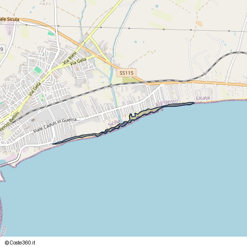 Posizione della spiaggia Spiaggia nei pressi di Via Sergente Profumo 11, Licata, 92027