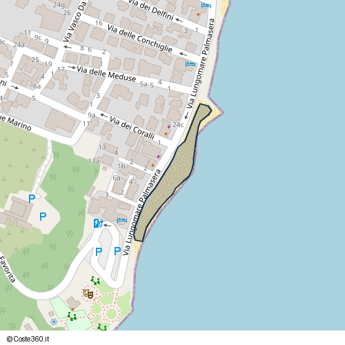 Posizione della spiaggia Spiaggia nei pressi di Via Lungomare Palmasera 28b, Cala Gonone, 08022