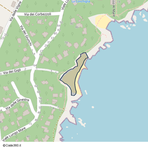 Posizione della spiaggia Spiaggia nei pressi di Traversa seconda Viale Lungo Mare 5, Orosei, 08028