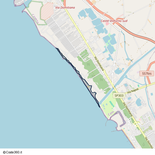 Posizione della spiaggia Spiaggia nei pressi di Castel Volturno, 81130