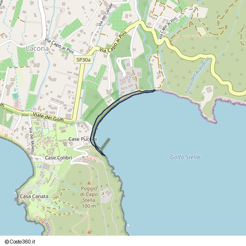 Posizione della spiaggia Spiaggia nei pressi di Lacona, 57031