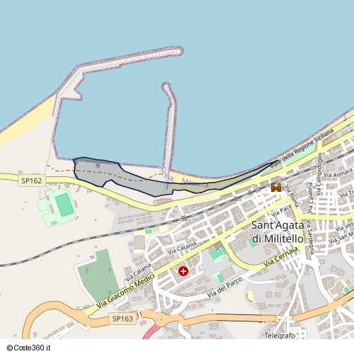 Posizione della spiaggia Spiaggia nei pressi di SP162, Sant'Agata di Militello, 98076