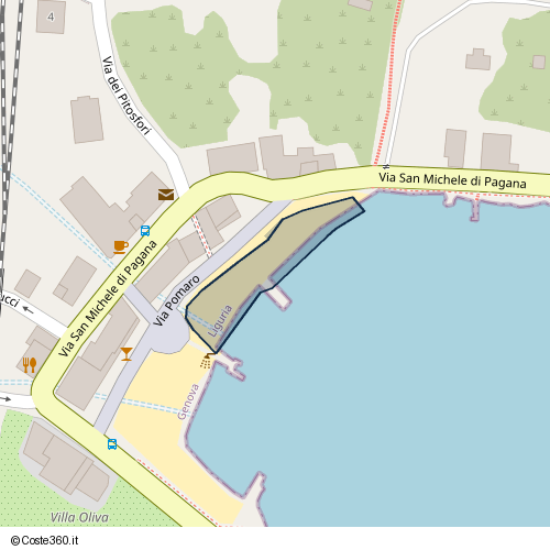 Posizione della spiaggia Spiaggia nei pressi di Via Pomaro, San Michele di Pagana, Rapallo, 16035