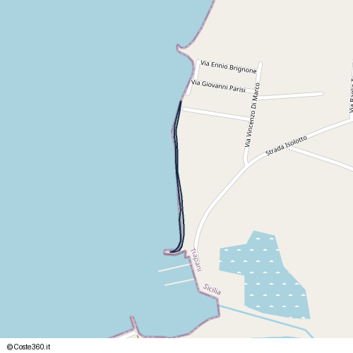Posizione della spiaggia Spiaggia nei pressi di Strada Isolotto, Salinagrande, 91031