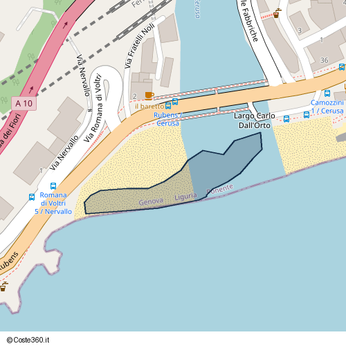 Posizione della spiaggia Spiaggia nei pressi di Via Pietro Paolo Rubens, Voltri, Genova, 16158