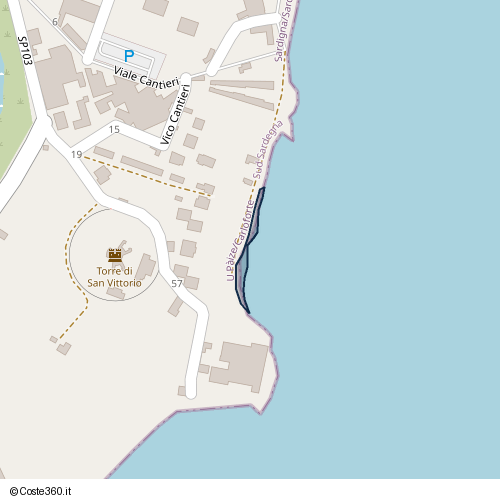 Posizione della spiaggia Spiaggia nei pressi di Viale Osservatorio Astronomico 57, U Pàize/Carloforte, 09014