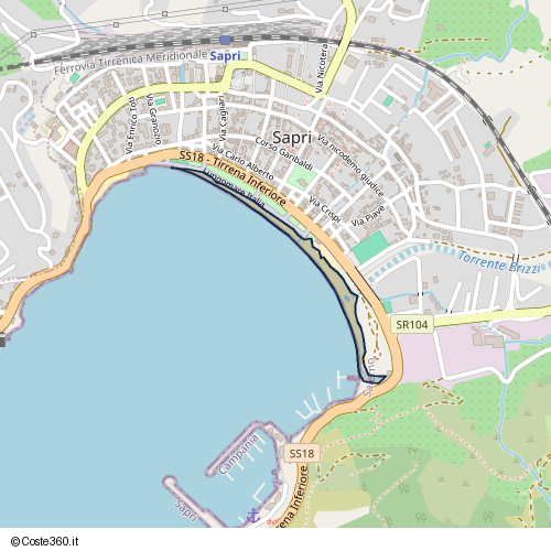 Posizione della spiaggia Spiaggia nei pressi di SS18 - Tirrena Inferiore, Sapri, 84073