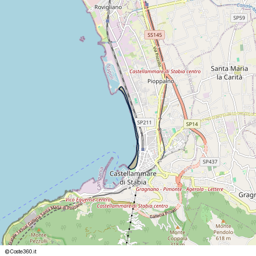 Posizione della spiaggia Spiaggia nei pressi di Stabia Seafront Footway, Castellammare di Stabia, 80053