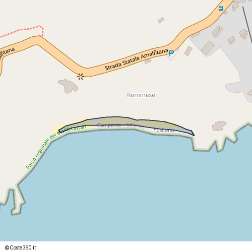 Posizione della spiaggia Spiaggia nei pressi di Strada Statale Amalfitana, Positano, 84017