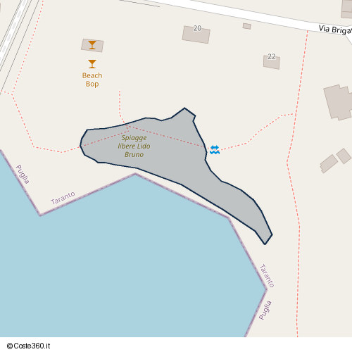 Posizione della spiaggia Spiaggia nei pressi di Via Lucci Marini, San Vito, Taranto, 74122