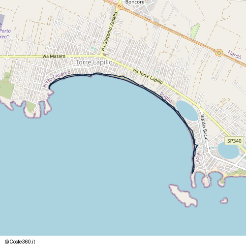 Posizione della spiaggia Spiaggia nei pressi di Via Calimera, Torre Lapillo