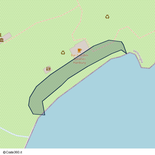 Posizione della spiaggia Spiaggia nei pressi di Corso Mentone 47, Ventimiglia, 19039