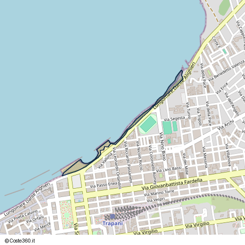 Posizione della spiaggia Spiaggia nei pressi di Lungomare Dante Alighieri, Trapani, 91100