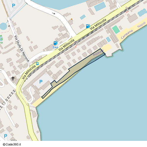 Posizione della spiaggia Spiaggia nei pressi di Via Miliscola, Pozzuoli, 80070