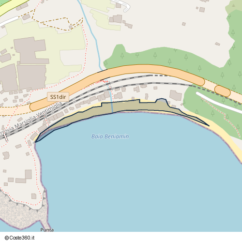 Posizione della spiaggia Spiaggia nei pressi di SS1dir, Ventimiglia, 19039