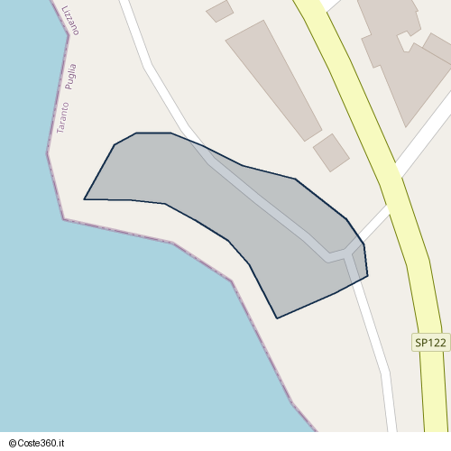 Posizione della spiaggia Spiaggia nei pressi di SP122, Torricella