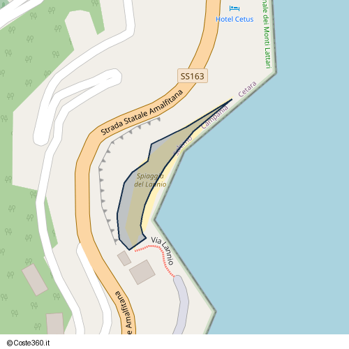 Posizione della spiaggia Spiaggia nei pressi di Via Lannio, Cetara, 84019