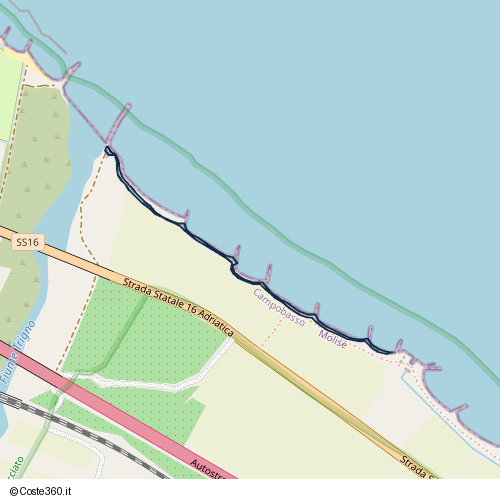 Posizione della spiaggia Spiaggia nei pressi di Strada Statale 16 Adriatica