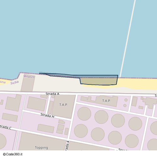Posizione della spiaggia Spiaggia nei pressi di Strada A, Parco, Milazzo, 98057