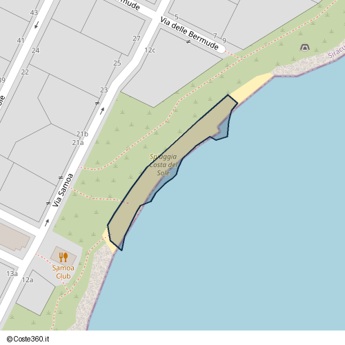Posizione della spiaggia Spiaggia nei pressi di Via Samoa 21c, Siracusa