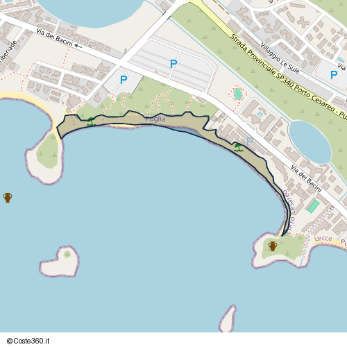 Posizione della spiaggia Spiaggia nei pressi di Via dei Bacini, Porto Cesareo