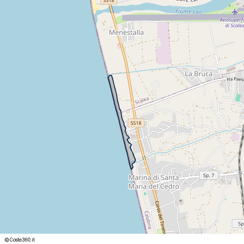 Posizione della spiaggia Spiaggia nei pressi di Marina di Santa Maria del Cedro, Santa Maria del Cedro, 87029